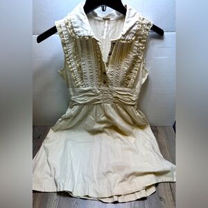 Free People Beige Sleeveless Boho Mid Length 100% Cotton Dress Women’s Size 8